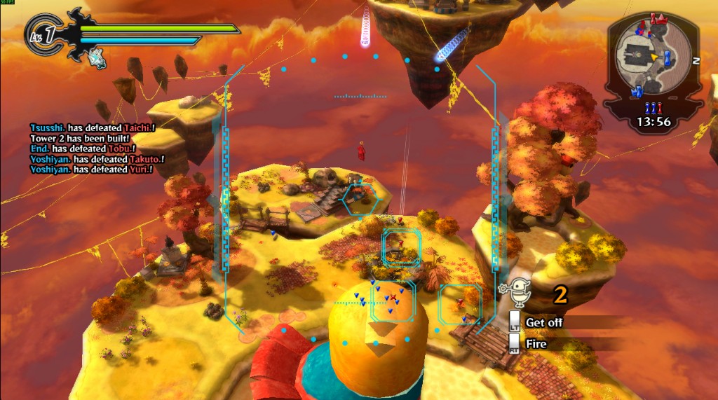 Turret gameplay overlooking floating islands